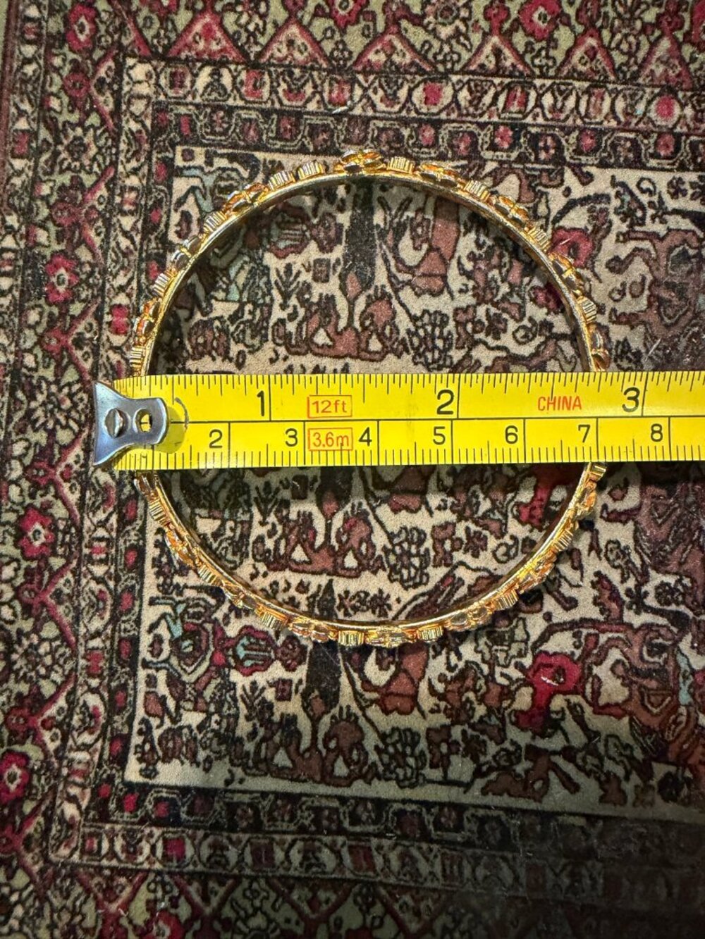Gold Yellow Flower Bangle 2.5in